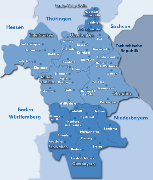 Einzugsbereich der Klavierstimmerei Praeludio in Bayern
